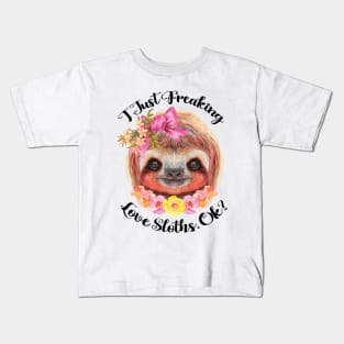 Cute Sloth with Flower Kids T-Shirt